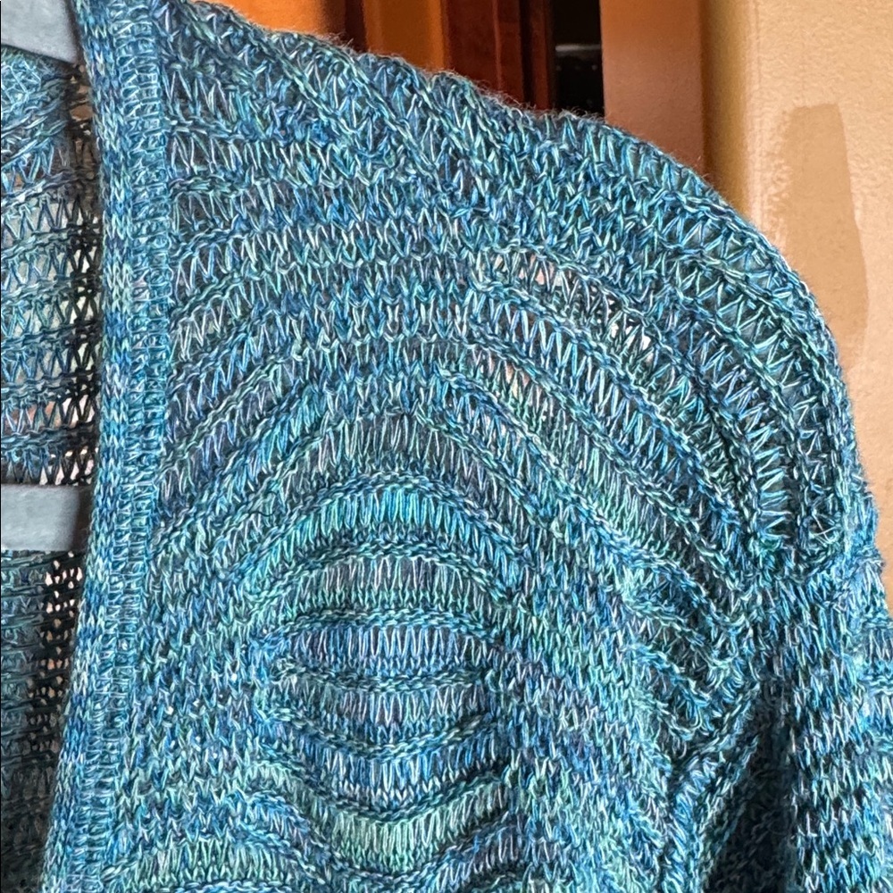 Catherine’s Blue Teal Open Front Knit Tunic Cardigan Size 2X - Picture 3 of 7